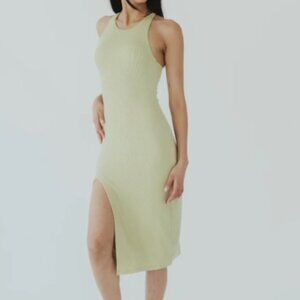 Klassy Network High Neck Midi Dress - Green (Size M)